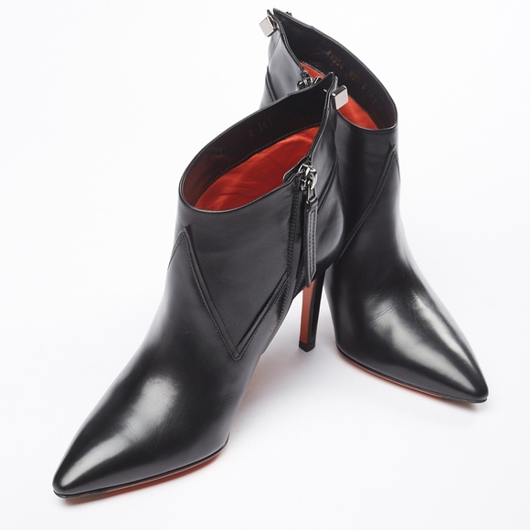 🆕NWT Santoni Black Leather High Heel Dress Boot - Picture 6 of 9